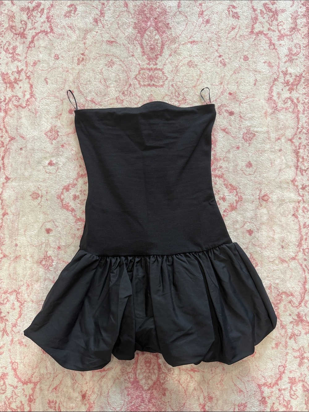 Strapless bubble, hem, mini dress